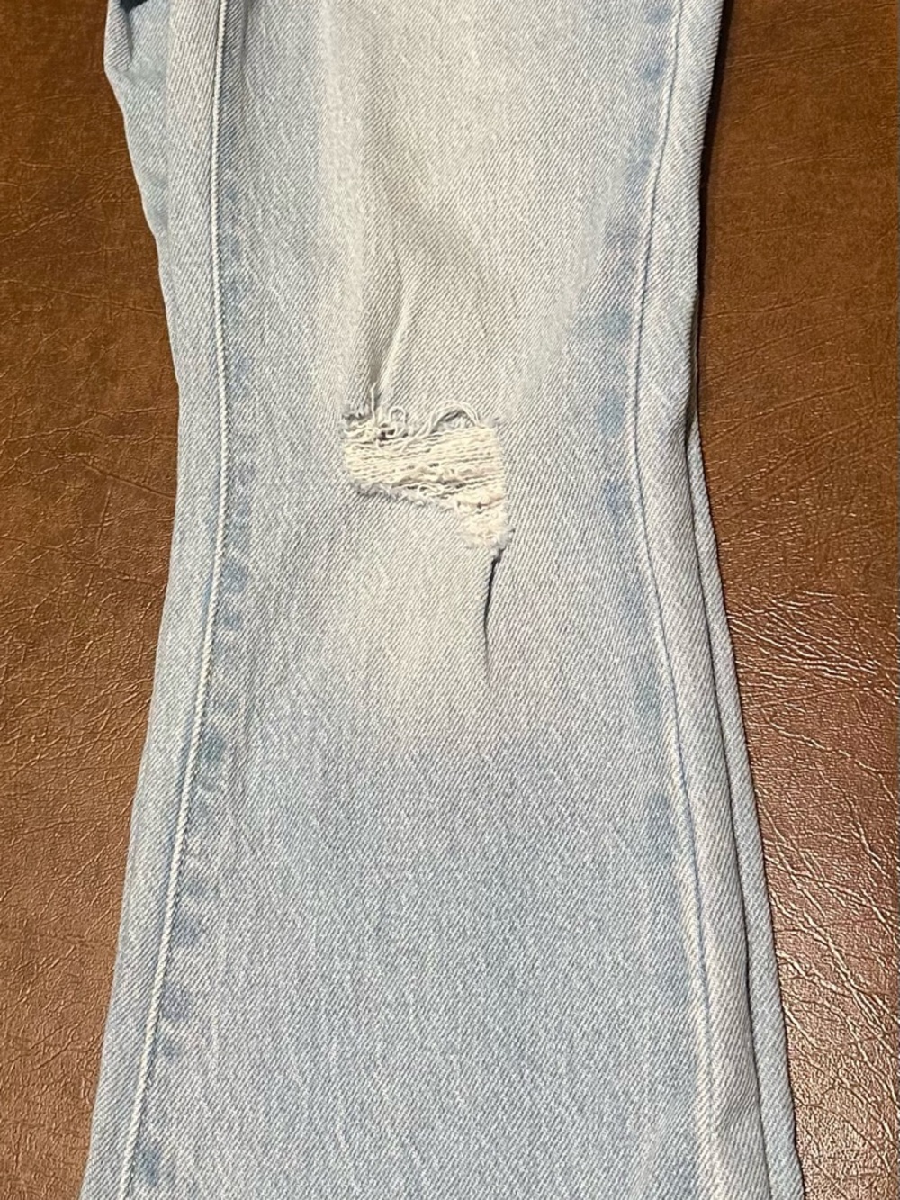 Old Navy Light Blue Straight Leg Jeans with Knee Distress